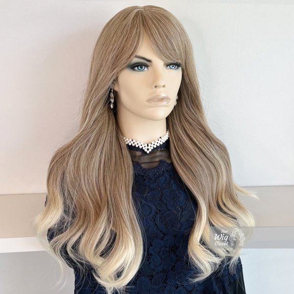 Ash Blonde Wavy Wig With Bangs | April - Picture 6 of 12